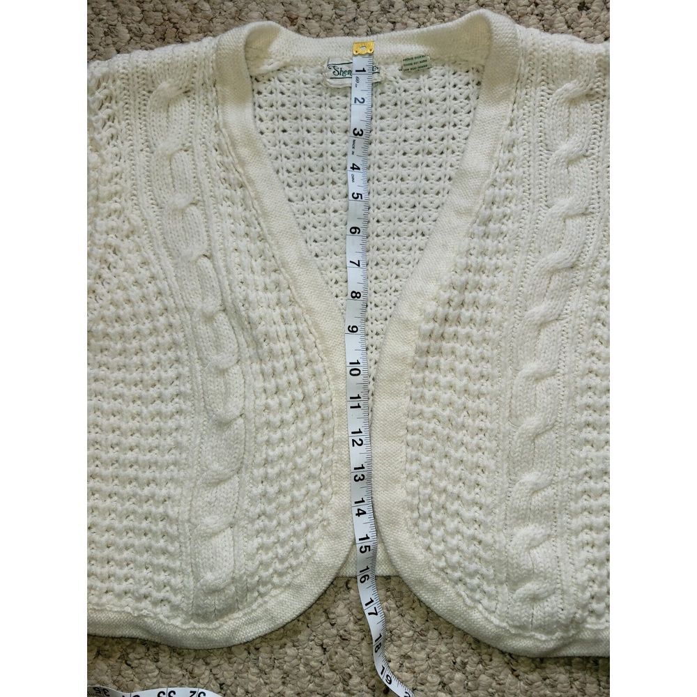 Vintage Ivory‎ Cream Crochet Cardigan Shenanigans Size L Sweater Cottage Boho - Picture 5 of 6